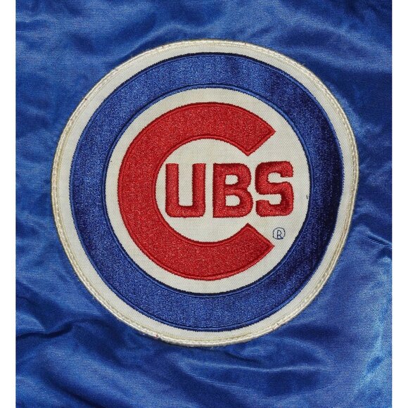 Vintage 80s Chicago Cubs Top of the Line by Felco Blue Satin Light Jacket XL - Picture 2 of 6